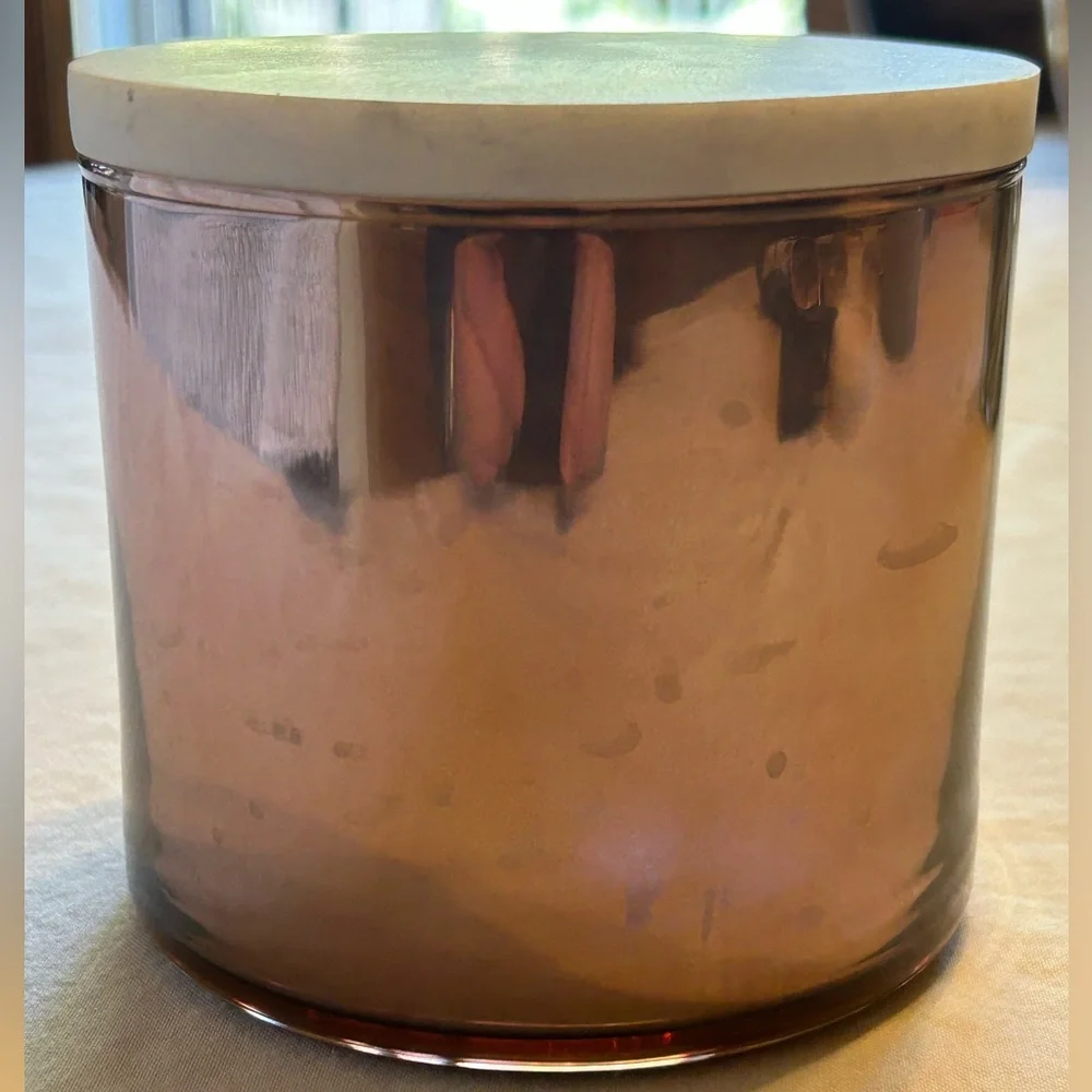 Marble Lid Mercury Pink Glass Storage Jar